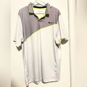 Nike Golf Tour Performance Dri-Fit Polo Shirt‎ Mens Large Green Stripe